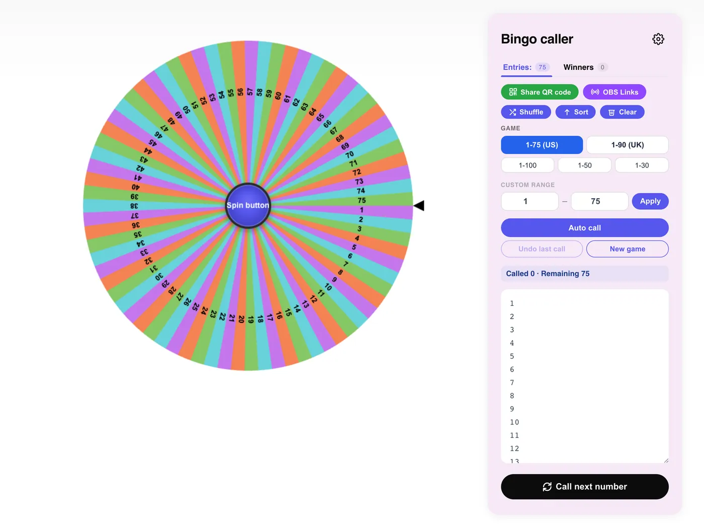 bingo number generator