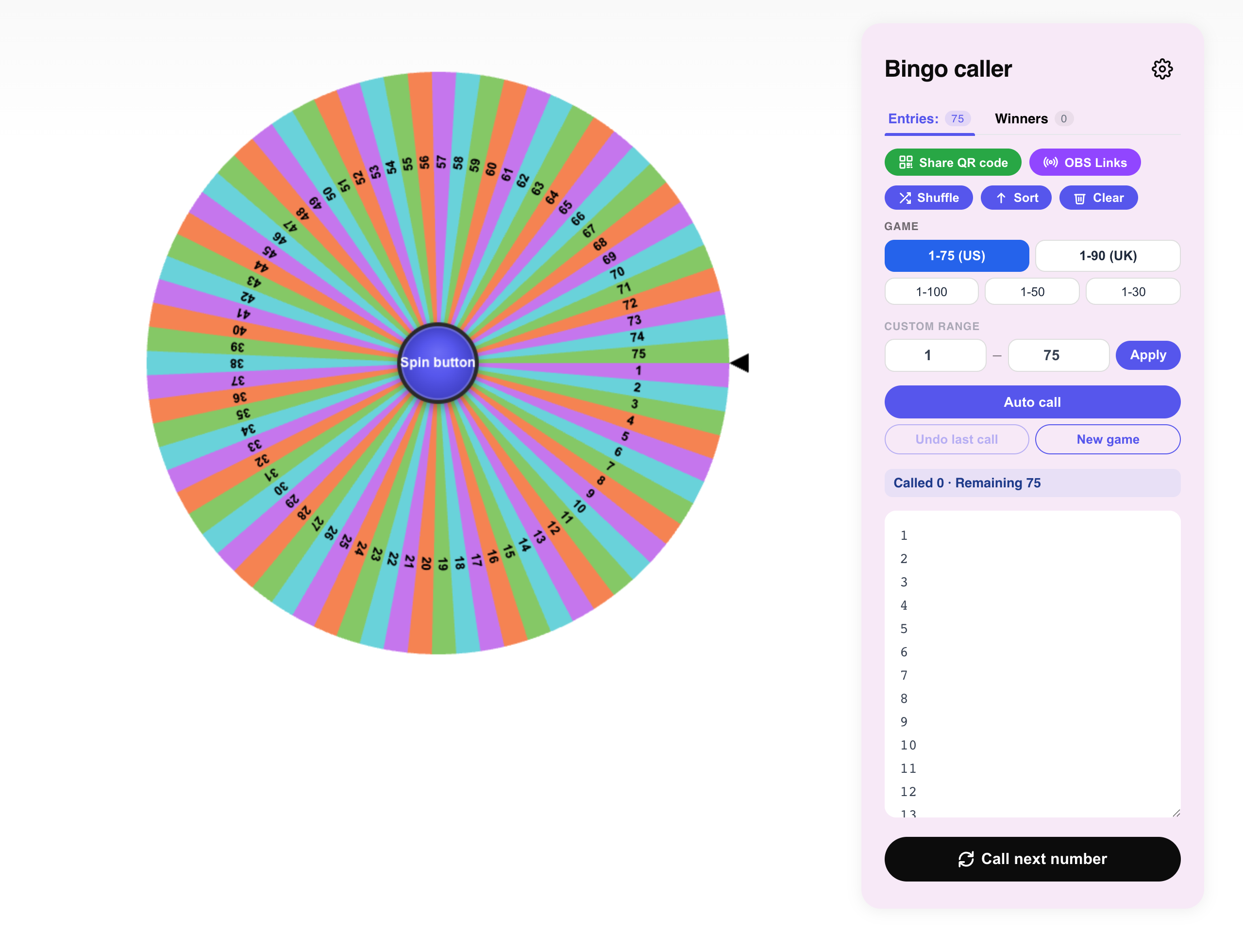 bingo number generator