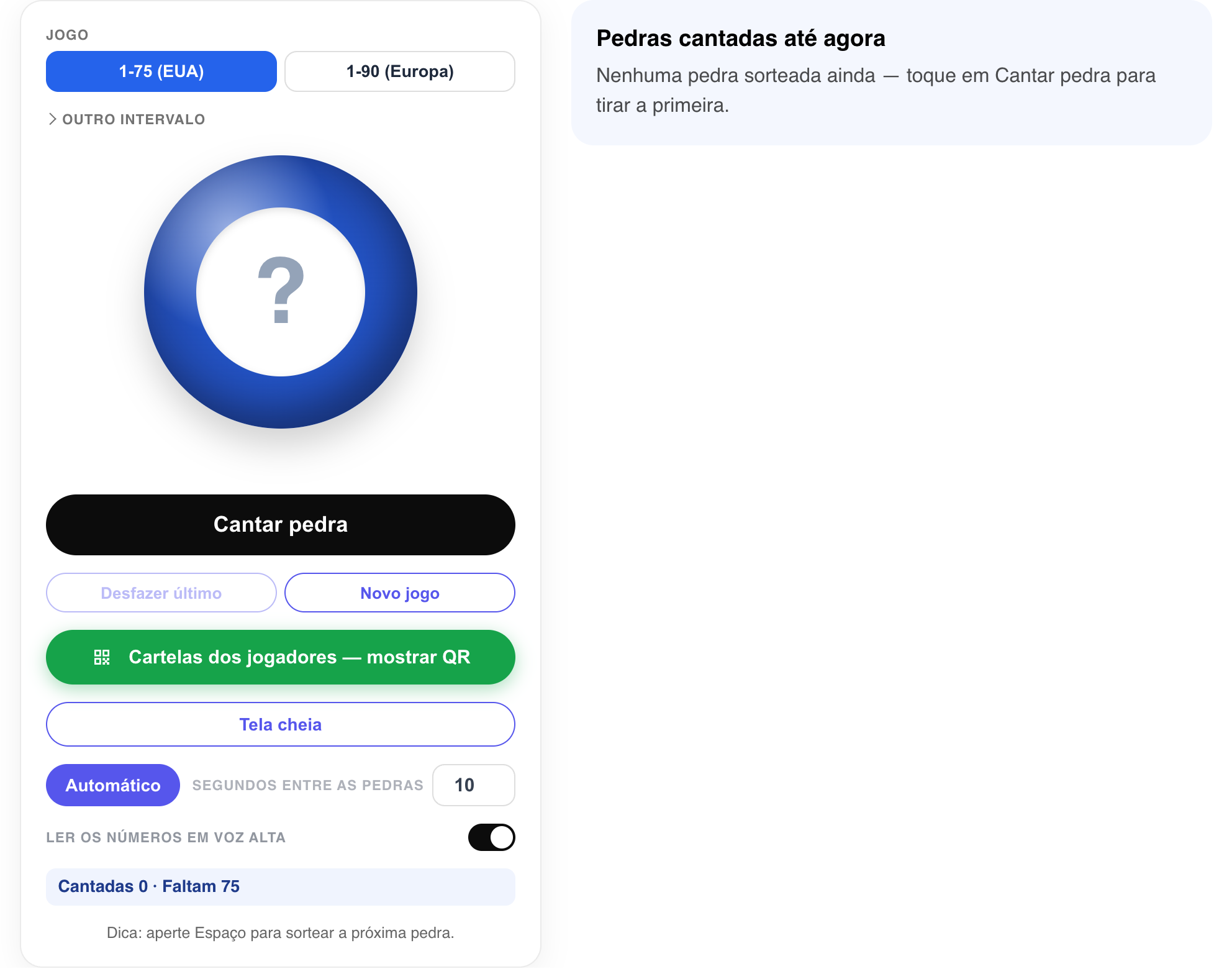 gerador de números de bingo