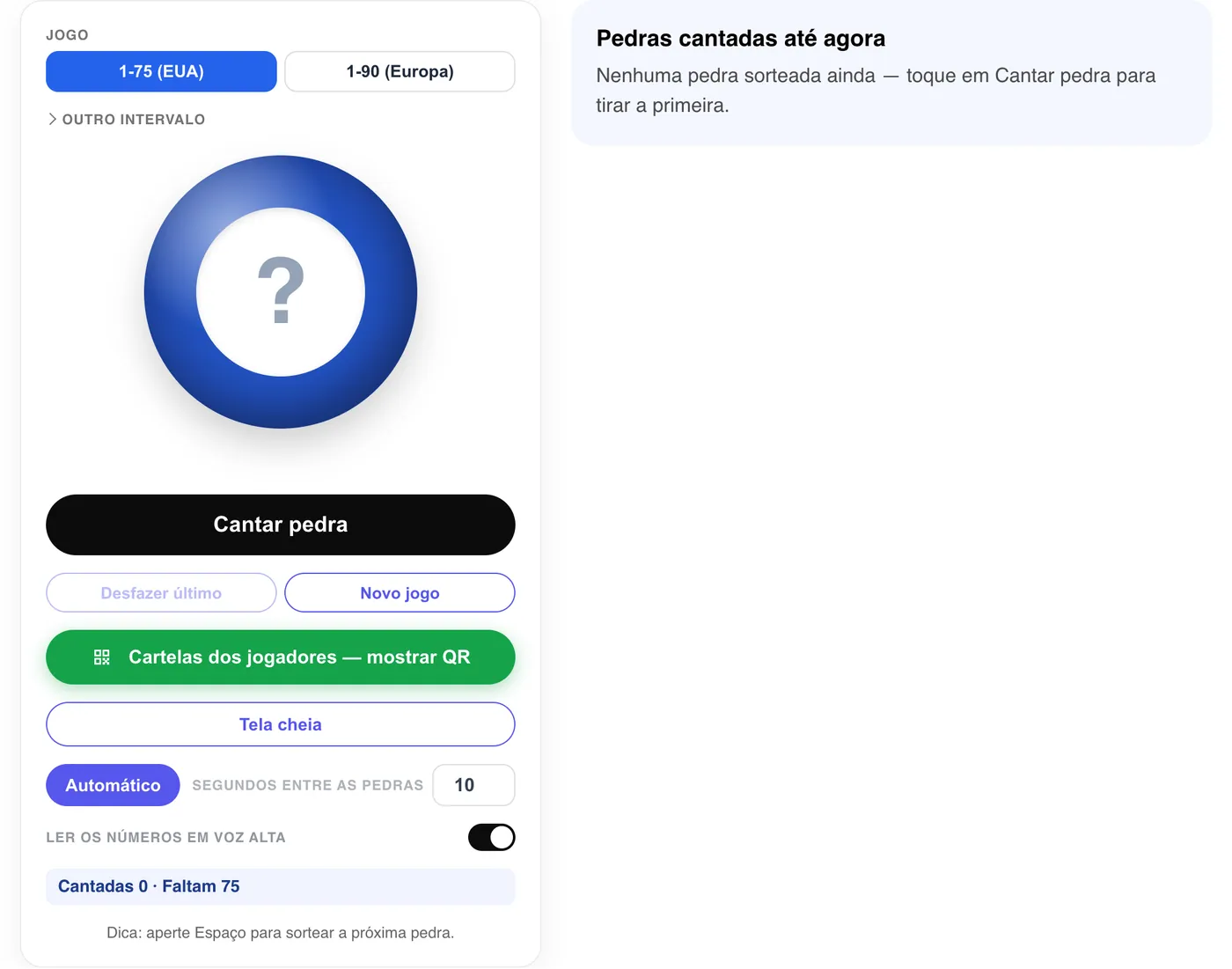 gerador de números de bingo