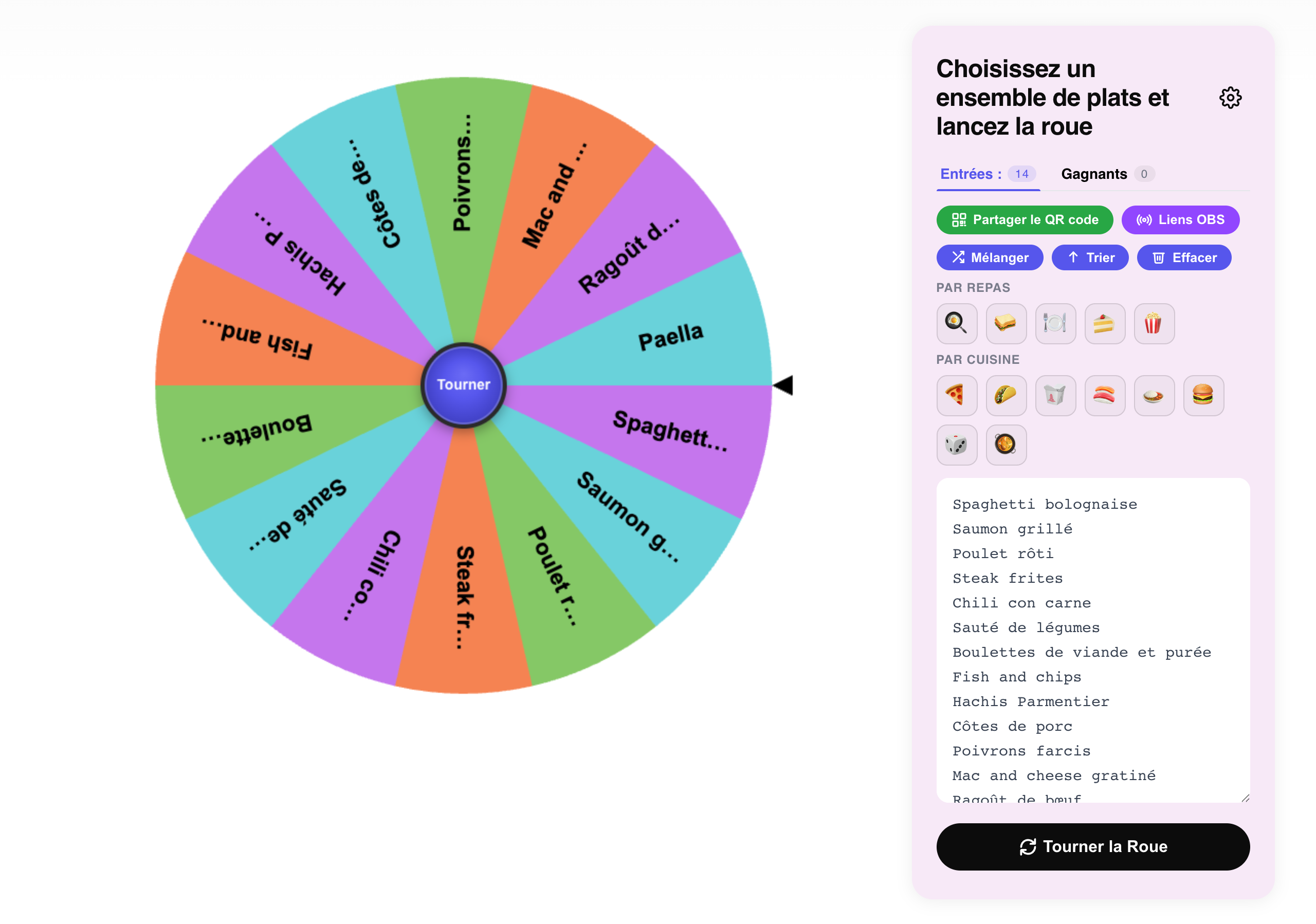 roue de la nourriture