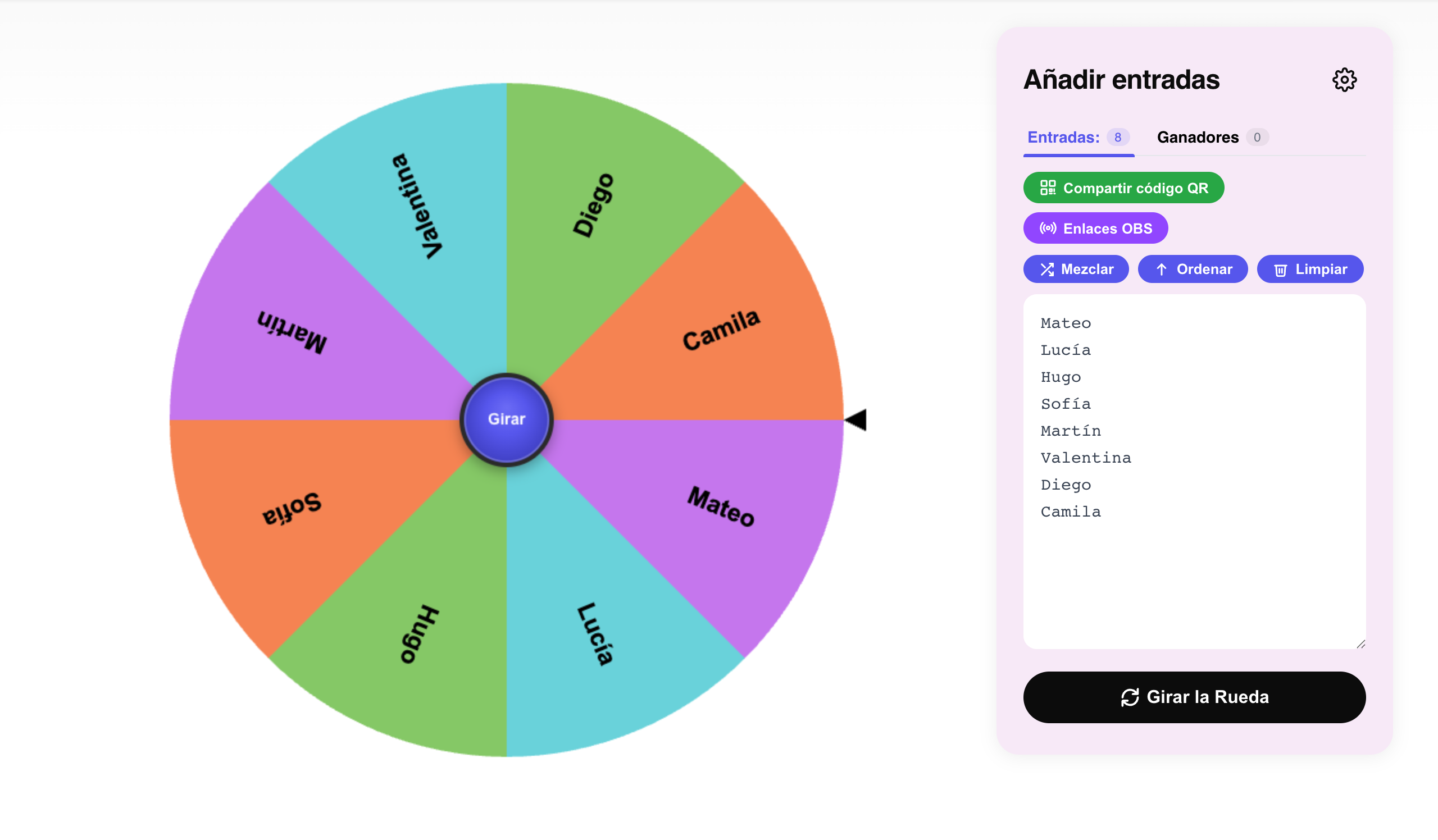 sorteo de nombres