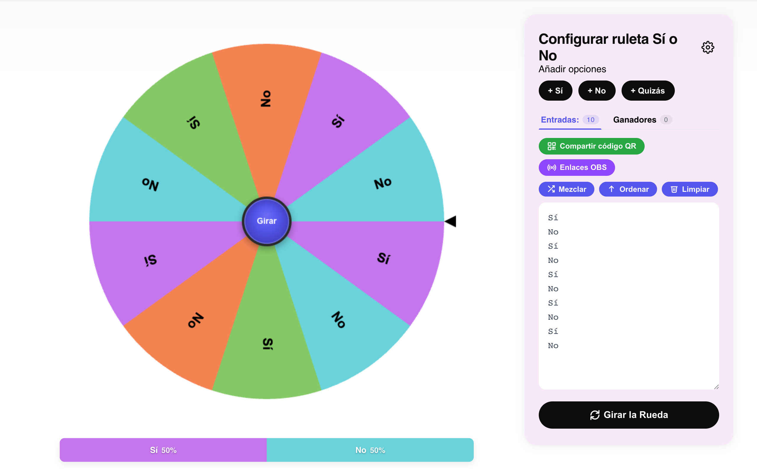 ruleta sí o no