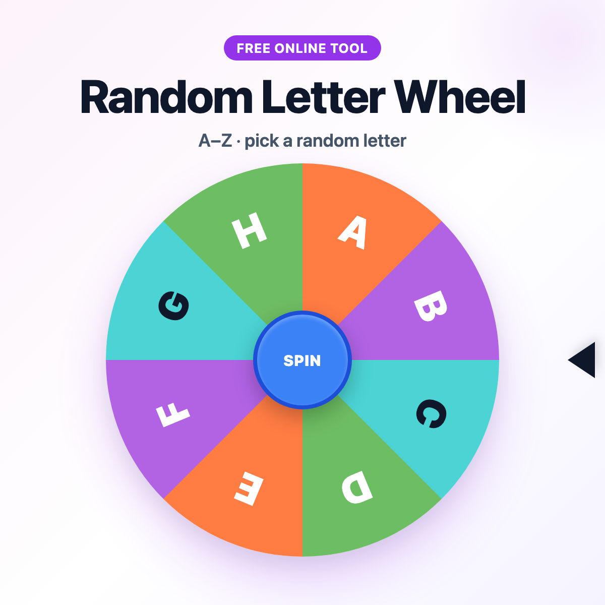 Random Letter Generator A to Z | Spin and Wheel
