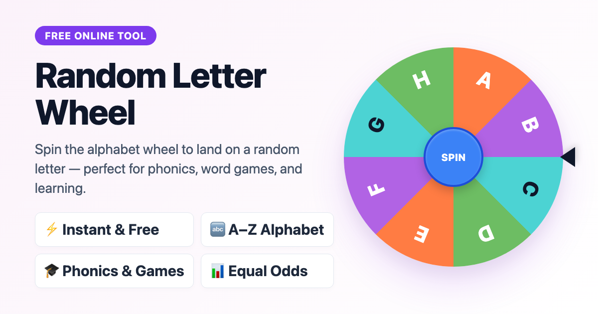 Random Letter Generator A to Z | Spin and Wheel
